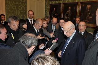 Il Presidente Giorgio Napolitano incontra i giornalisti a Palazzo Regio