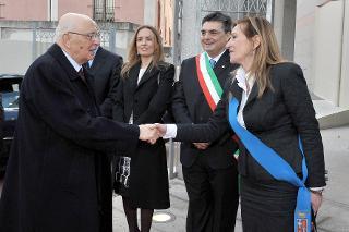 Il Presidente Giorgio Napolitano con la Dott.ssa Alessandra Giudici, Presidente della Provincia di Sassari in occasione della visita alla città
