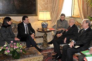 Il Presidente Giorgio Napolitano con il Signor Mariano Rajoy, Primo Ministro di Spagna, durante i colloqui