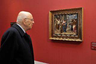 Il Presidente Giorgio Napolitano nel corso dell'inaugurazione della Mostra &quot;Tintoretto&quot; allestita alle Scuderie del Quirinale
