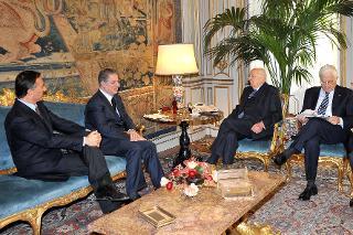 Il Presidente Giorgio Napolitano con Amin Gemayel durante i colloqui al Quirinale