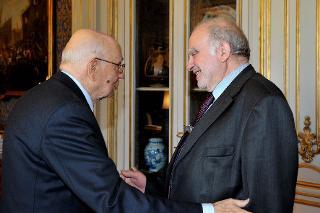 Il Presidente Giorgio Napolitano con Savino Pezzotta, Presidente de &quot;La Rosa per l'Italia - Libertà e Solidarietà&quot;