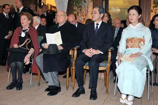 Il Presidente Giorgio Napolitano con Masaharu Kohno, Ambasciatore del Giappone inel corso dell'evento commemorativo &quot;La Forza della Solidarietà&quot; ad un anno dal terremoto e maremoto del Giappone Orientale,