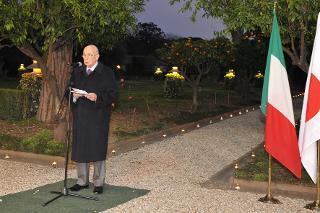 Il Presidente Giorgio Napolitano durante il suo intervento all'evento commemorativo &quot;La Forza della Solidarietà&quot; ad un anno dal terremoto e maremoto del Giappone Orientale