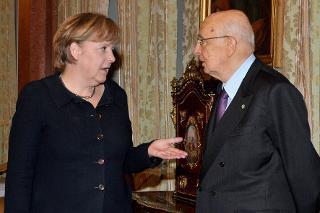 Il Presidente Giorgio Napolitano con la Signora Angela Merkel, Cancelliere della Repubblica Federale di Germania
