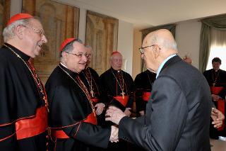 Il Presidente Giorgio Napolitano con i nuovi Cardinali italiani nominati nel Concistoro del 18 febbraio 2012