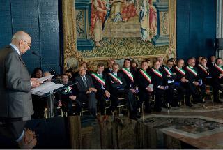 Il Presidente Giorgio Napolitano rivolge il suo indirizzo di saluto in occasione dell'incontro &quot;Bilancio e significato delle celebrazioni del 150° anniversario dell'Unità d'Italia&quot;