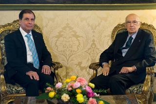 Il Presidente Giorgio Napolitano nel corso dei colloqui con il Presidente della Repubblica di Malta George Abela