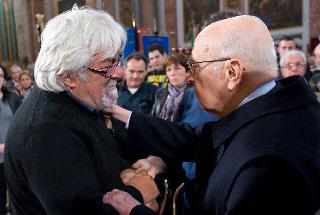 Il Presidente Giorgio Napolitano con Antonio Silvestri papà del Sergente Michele, ucciso in Afghanistan