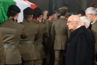 Il Presidente Giorgio Napolitano nel corso dei Funerali del Sergente Michele Silvestri, ucciso in Afghanistan
