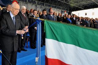 Il Presidente Giorgio Napolitano nel corso della consegna della Croce di Cavaliere dell'Ordine Militare d'Italia, in occasione della celebrazione del 89° anniversario di fondazione dell'Aeronautica Militare