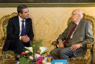 Il Presidente Giorgio Napolitano nel corso dei colloqui Rosen Plevneliev, Presidente della Repubblica di Bulgaria