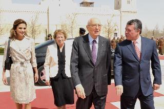 Il Presidente Giorgio Napolitano con il Re Abdallah II in occasione della visita ufficiale nel Regno Hascemita di Giordania