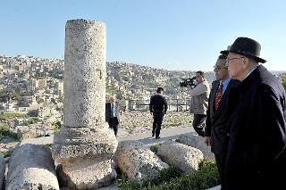 Il Presidente Giorgio Napolitano nel corso della visita alla Cittadella, in occasione della visita ufficiale nel Regno Hascemita di Giordania