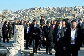 Il Presidente Giorgio Napolitano nel corso della visita alla Cittadella, in occasione della visita ufficiale nel Regno Hascemita di Giordania