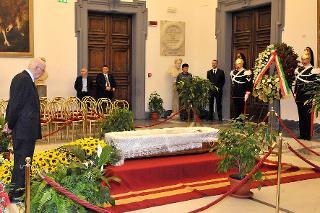 Il Presidente Giorgio Napolitano alla camera ardente dell'On. Miriam Mafai allestita al Palazzo del Campidoglio