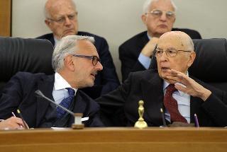 Il Presidente Giorgio Napolitano con il Vice Presidente del CSM Michele Vietti, in occasione della cerimonia di insediamento del nuovo Procuratore Generale presso la Corte Suprema di Cassazione