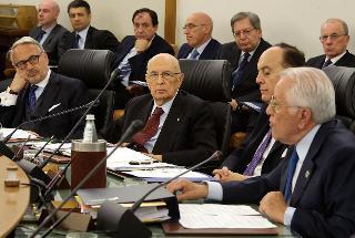 Il Presidente Giorgio Napolitano con il Vice Presidente del CSM Michele Vietti, segue l'intervento di Vitaliano Esposito, Procuratore Generale uscente presso la Corte Suprema di Cassazione