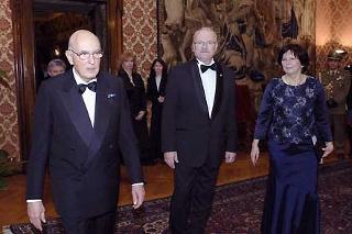 Il Presidente Giorgio Napolitano, Ivan Gasparovic, Presidente della Repubblica Slovacca e consorte al termine del pranzo Ufficiale