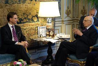 Il Presidente Giorgio Napolitano nel corso dei colloqui con Jyrki Katainen, Primo Ministro della Repubblica di Finlandia
