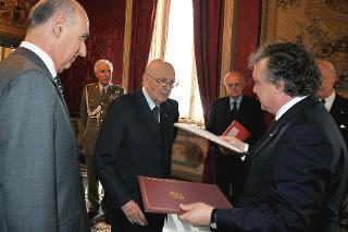Il Presidente Giorgio Napolitano con il Sig. Manuel Lobo Antunes, nuovo Ambasciatore della Repubblica del Portogallo