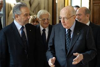 Il Presidente Giorgio Napolitano con il neo Presidente del Consiglio di Stato Giancarlo Coraggio, in occasione della cerimonia di insediamento