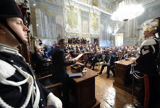 Un momento della cerimonia di insediamento del Presidente del Consiglio di Stato Giancarlo Coraggio, alla presenza del Presidente Giorgio Napolitano