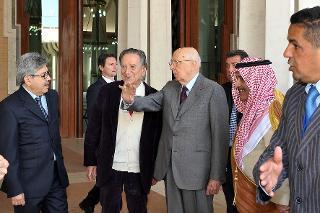 Il Presidente Giorgio Napolitano nel corso della visita al Centro Islamico Culturale d'Italia