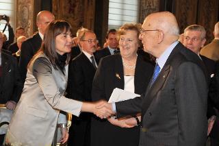 Il Presidente Giorgio Napolitano con Renata Polverini, Presidente della Regione Lazio nella ricorrenza del 67° Anniversario della Liberazione