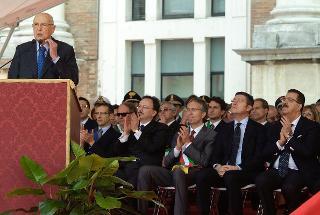 Il Presidente Giorgio Napolitano rivolge il suo indirizzo di saluto in occasione della cerimonia per la celebrazione del 67° Anniversario della Liberazione