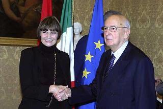 Il Presidente Giorgio Napolitano con la Signora Micheline Calmy-Rey, Presidente della Confederazione Svizzera.