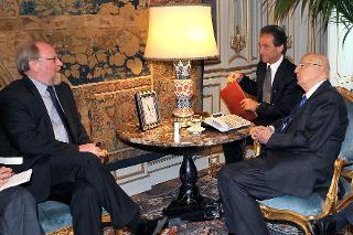 Il Presidente Giorgio Napolitano nel corso dell'incontro con il Vice Presidente del Bundestag, Wolfgang Thierse