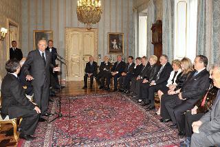 Il Presidente Giorgio Napolitano nel corso dell'incontro con il Maestro Antonio Pappano ed una delegazione del Consiglio Direttivo dell'Accademia Nazionale di Santa Cecilia