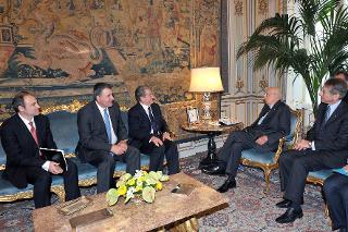 Il Presidente Giorgio Napolitano con Sali Berisha, Primo Ministro della Repubblica d'Albania, durante i colloqui