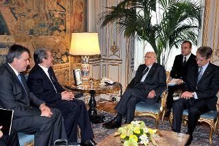 Il Presidente Giorgio Napolitano con il Signor Sali Berisha, Primo Ministro della Repubblica d'Albania, durante i colloqui