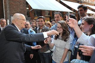 Il Presidente Giorgio Napolitano al suo arrivo all'Università Cattolica del Sacro Cuore