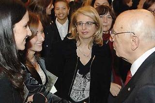 Il Presidente Giorgio Napolitano durante la celebrazione della &quot;Festa della Donna 2007&quot;