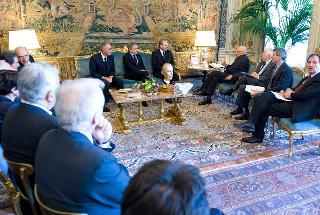 Il Presidente Giorgio Napolitano nel corso dell'incontro con Jacques Rogge, Presidente del Comitato Olimpico Internazionale, in occasione dell'incontro con una delegazione del COI e del CONI