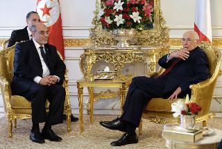 Il Presidente Giorgio Napolitano nel corso dei colloqui con il Capo del Governo della Repubblica Tunisina Hamadi Jebali