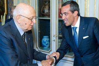 Il Presidente Giorgio Napolitano accoglie Roberto Alesse, Presidente della Commissione di Garanzia dell'attuazione della legge sullo sciopero nei servizi pubblici essenziali