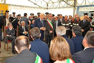 Il Presidente Giorgio Napolitano durante il suo intervento in occasione della visita nelle zone terremotate dell'Emilia Romagna