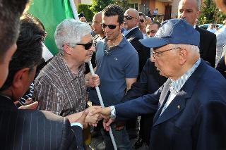 Il Presidente Giorgio Napolitano durante la visita al centro storico