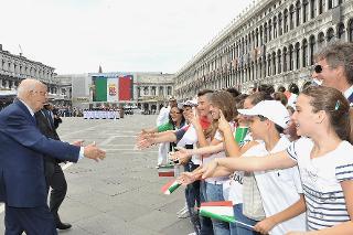 Il Presidente Giorgio Napolitano in Piazza San Marco in ocasione del 94° anniversario di fondazione della Marina Militare