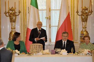 Il Presidente Giorgio Napolitano durante il suo intervento al pranzo di Stato in occasione della visita di Stato nella Repubblica di Polonia