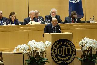Il Presidente Giorgio Napolitano nel corso dell'intervento alla 101^ Conferenza Internazionale del Lavoro