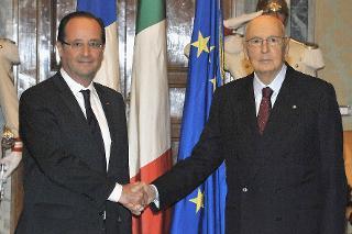 Il Presidente Giorgio Napolitano con il Presidente della Repubblica Francese, François Hollande