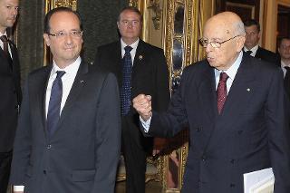Il Presidente Giorgio Napolitano con il Presidente della Repubblica Francese, François Hollande