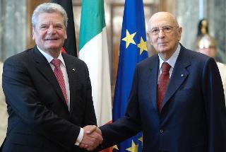 Il Presidente Giorgio Napolitano con il Presidente della Repubblica Federale di Germania Joachim Gauck