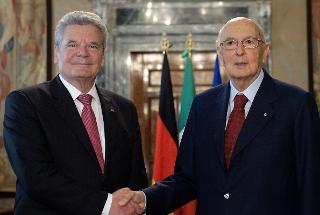 Il Presidente della Repubblica Giorgio Napolitano con il Presidente della Repubblica Federale di Germania Joachim Gauck