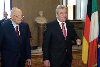 Il Presidente Giorgio Napolitano con il Presidente della Repubblica Federale di Germania Joachim Gauck